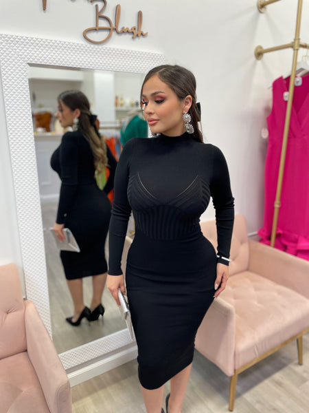 NICOLE KNIT MIDI-BLACK