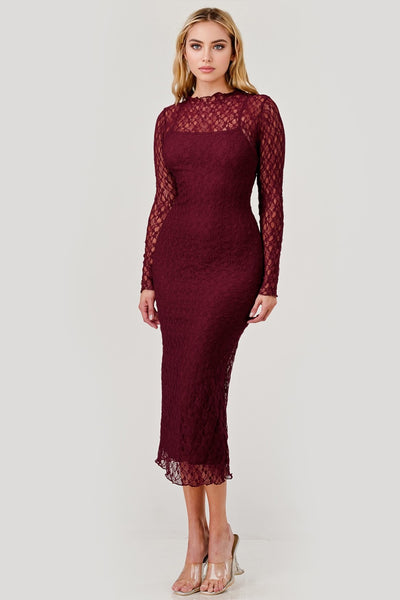 NOELLE LACE DRESS- MERLOT