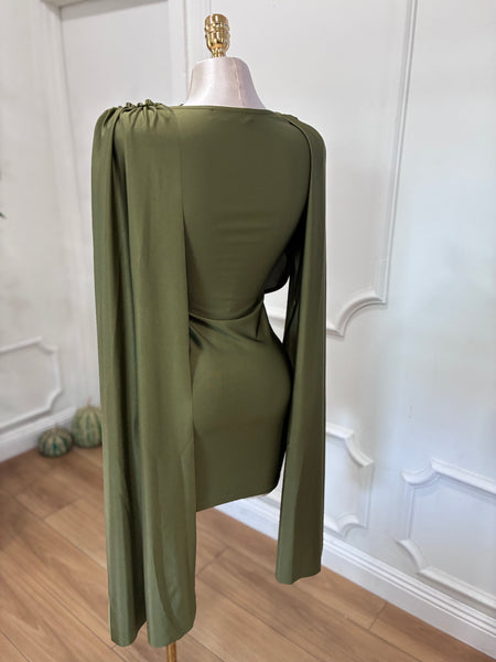 SIENNA CAPE DRESS- OLIVE