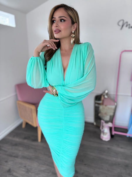VALERIA MESH MIDI- MINT