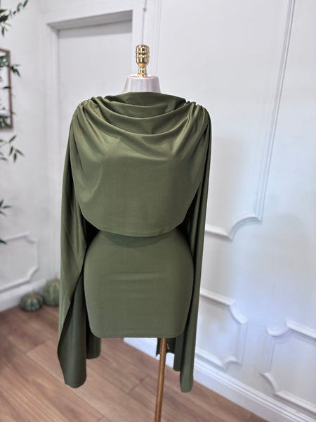 SIENNA CAPE DRESS- OLIVE