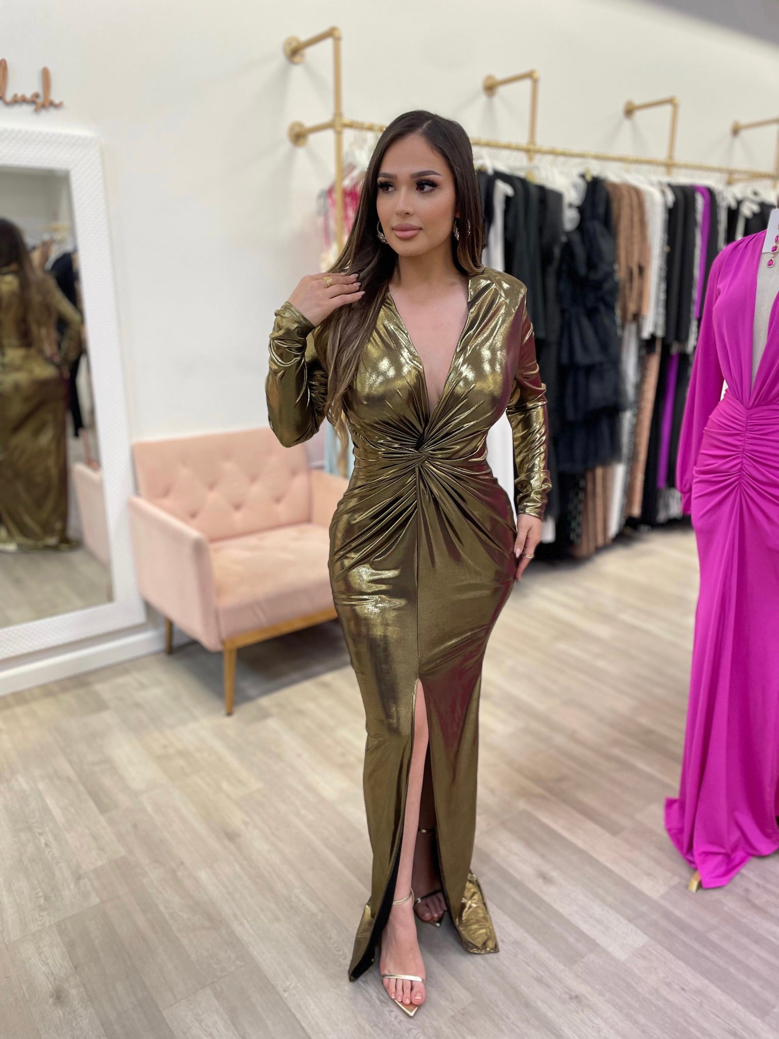 TAYLOR COUTURE DRESS- GOLD Mrs. Blush TAYLOR COUTURE DRESS- GOLD Mrs. Blush