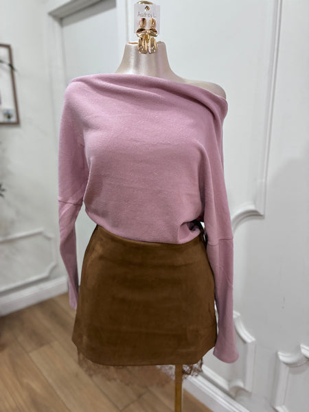 DOLMAN OFF SHOULDER TOP- MAUVE