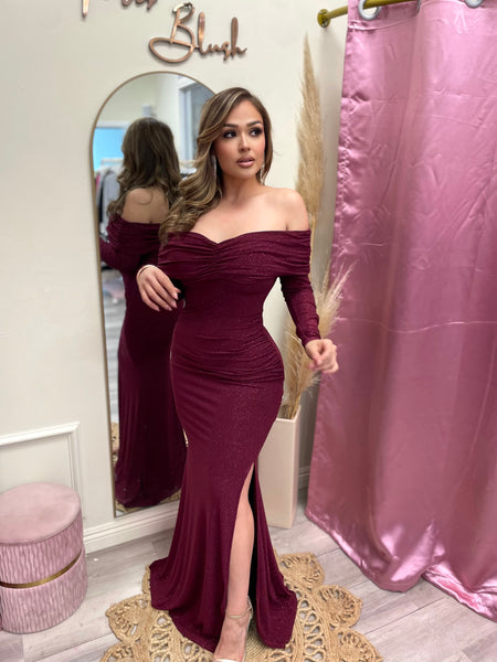 EMERIE SPARKLE GOWN- BURGUNDY