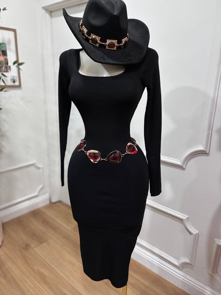 SQUARE NECK SWEATER MIDI