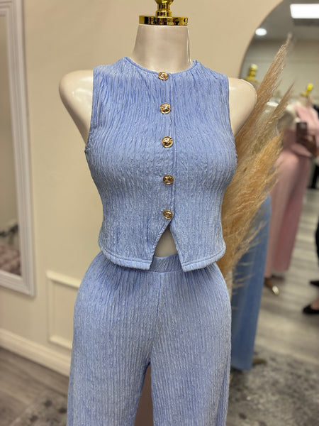 NATALIE VEST SET- BABY BLUE