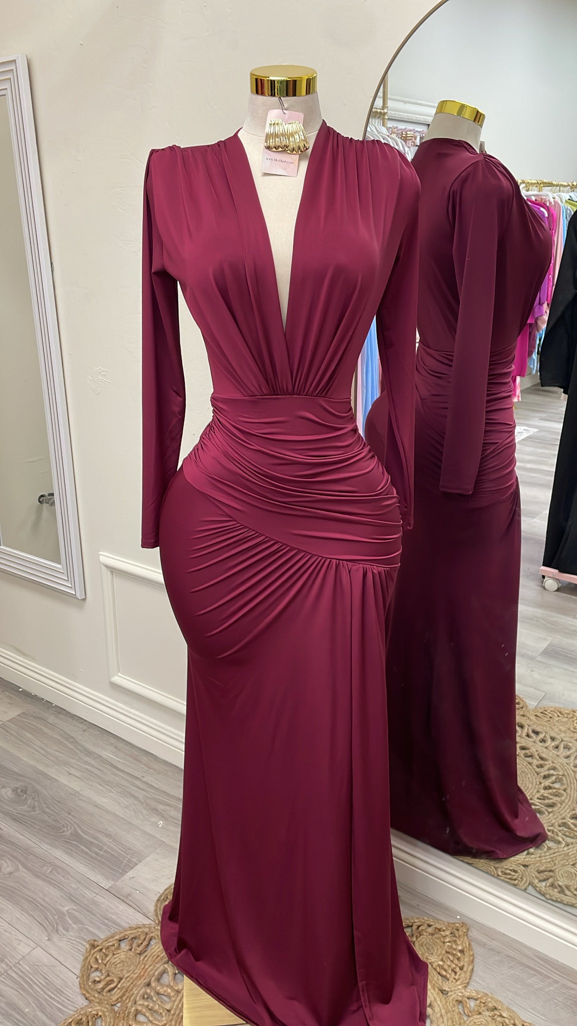 CHRISTINE COUTURE DRESS- BURGUNDY