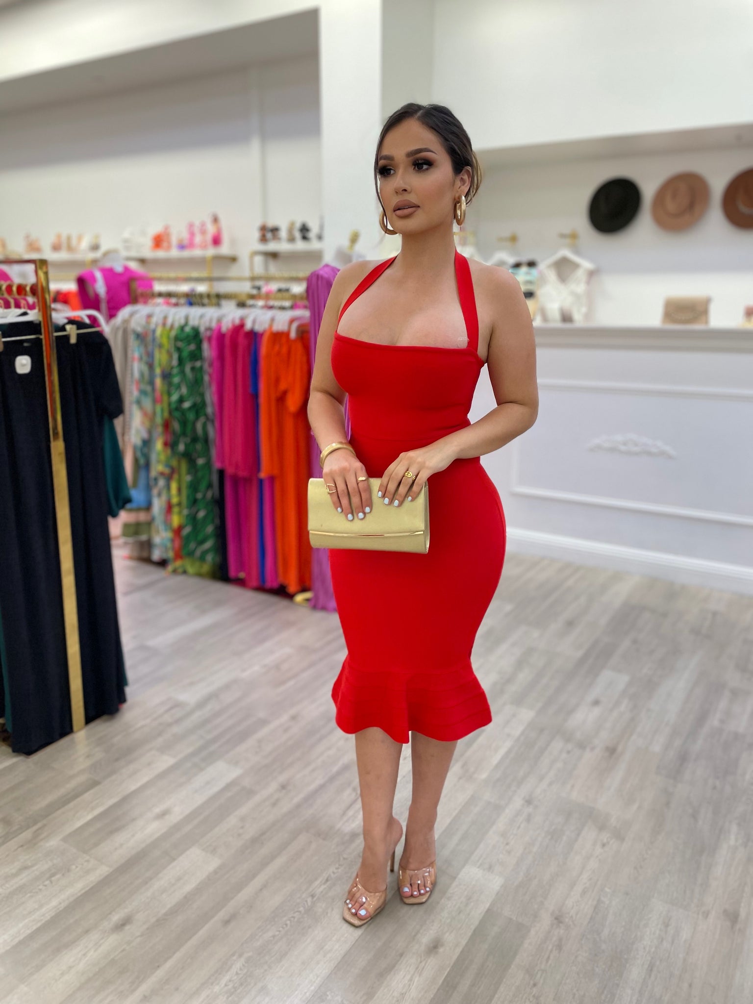 EMILIA BANDAGE MIDI- RED