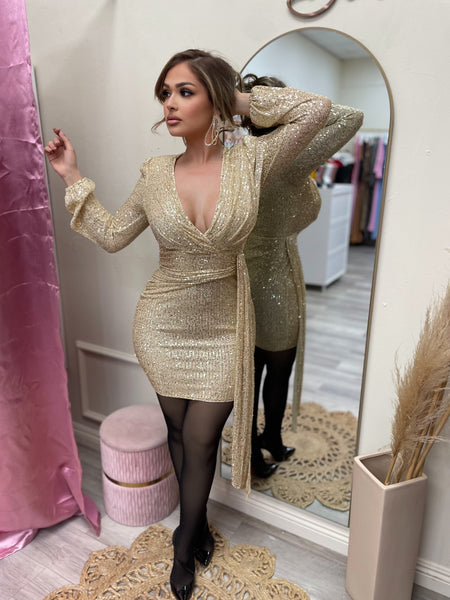 SEQUIN GOLD MINI DRESS