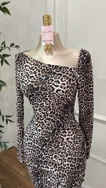 UNTAMED LEOPARD MIDI DRESS