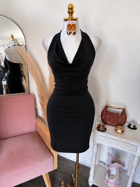 DOUBLE LAYERED HALTER DRESS