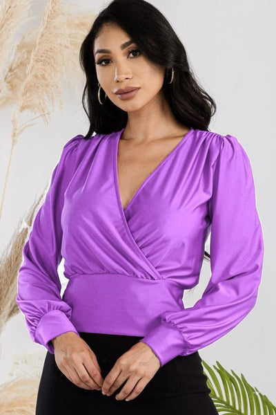 DRAPED V NECK TOP