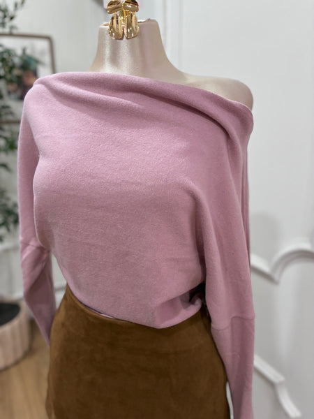 DOLMAN OFF SHOULDER TOP- MAUVE