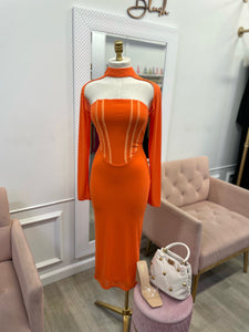 VANEZA MIDI DRESS- ORANGE