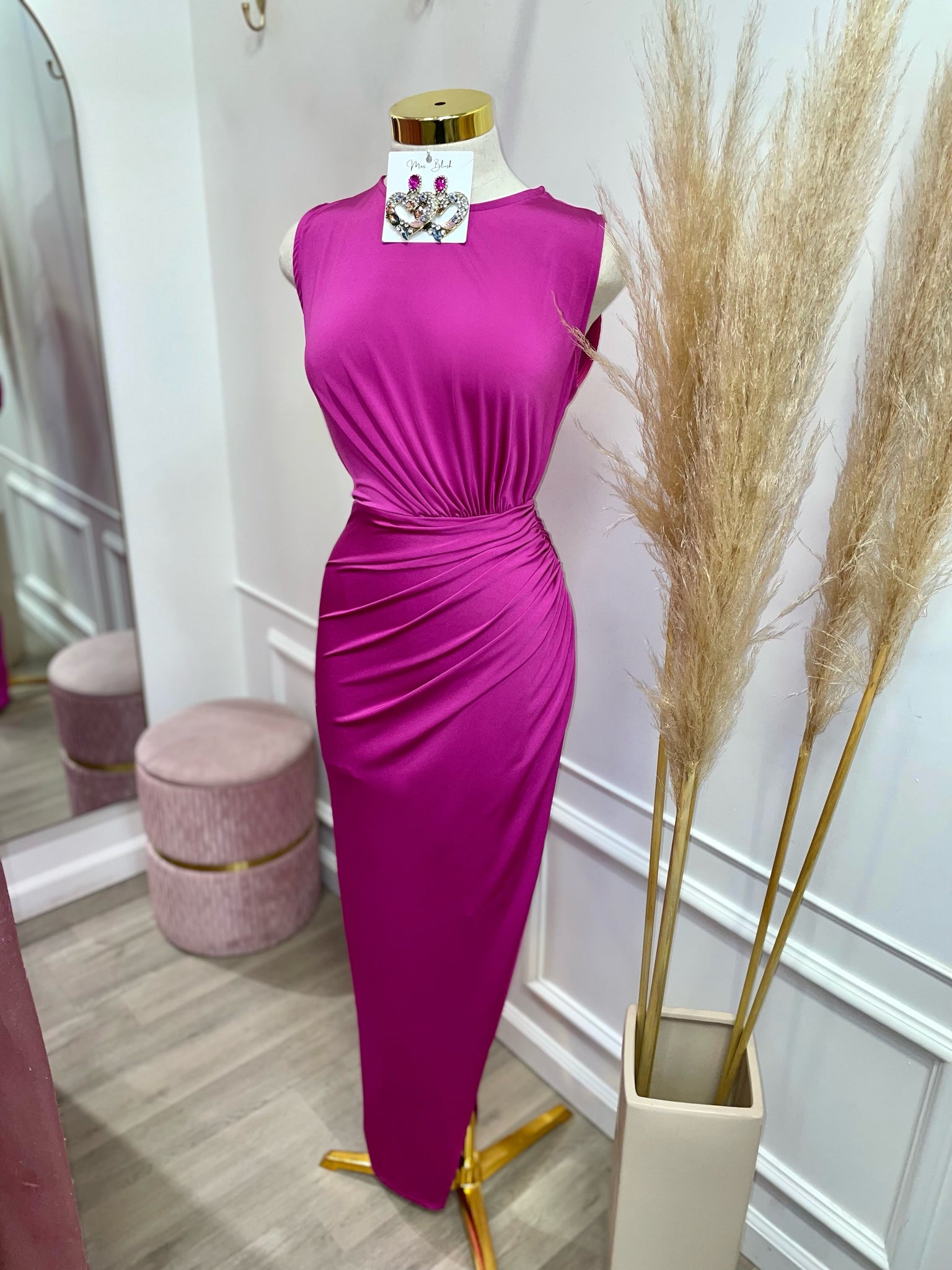 KATE MIDI DRESS-MAGENTA PINK