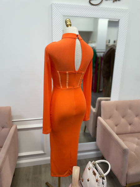 VANEZA MIDI DRESS- ORANGE