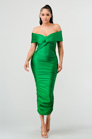 MEL MIDI DRESS- GREEN