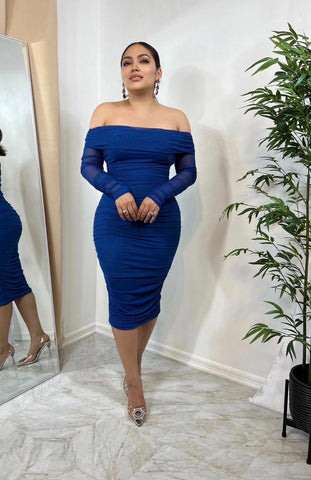 SASHA MESH MIDI- BLUE