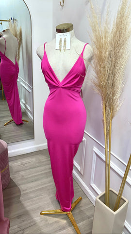 GABRIELLE GLAM DRESS- NEON FUCHSIA