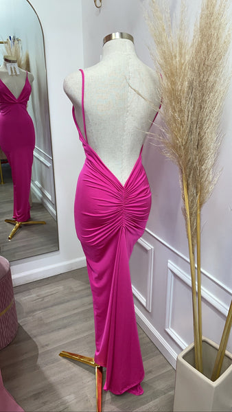 GABRIELLE GLAM DRESS- FUCHSIA