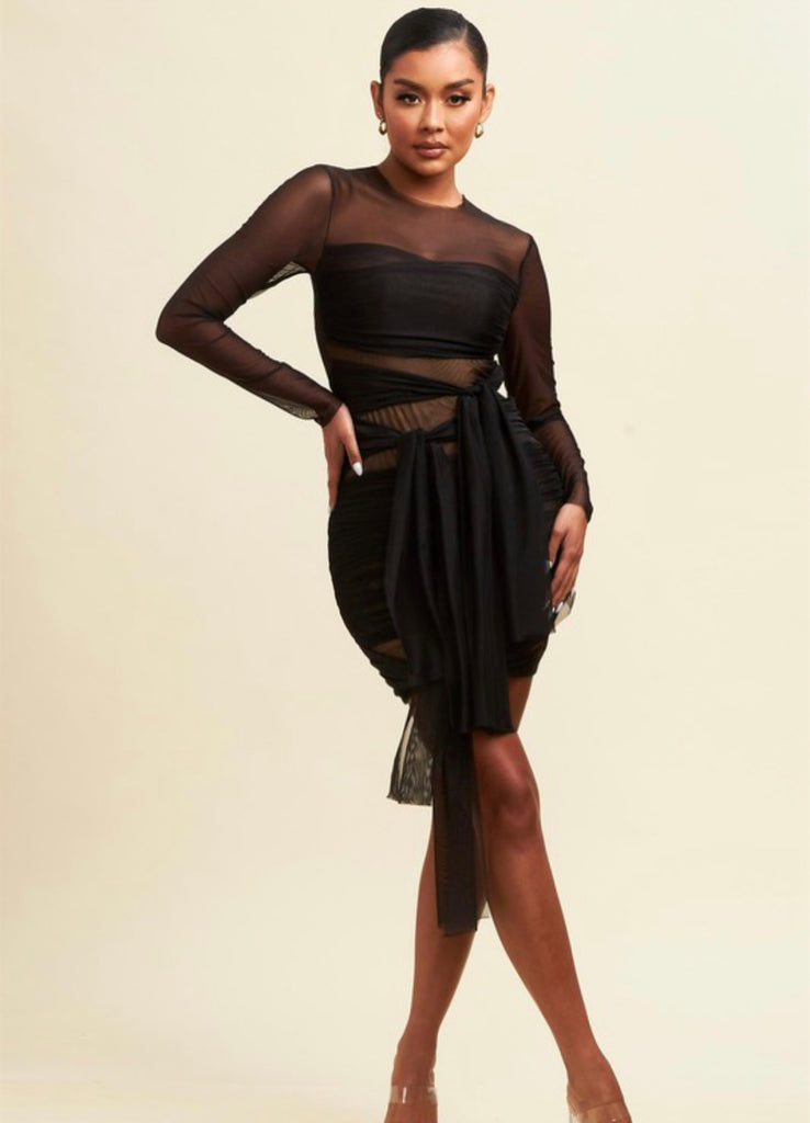 kendall mesh dress Kendall Jenner Coordinates With Bad Bunny for Paris Date in Sheer Black Dress
