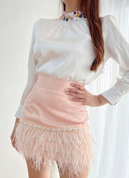 ARLI SILK MINI-PALE PINK
