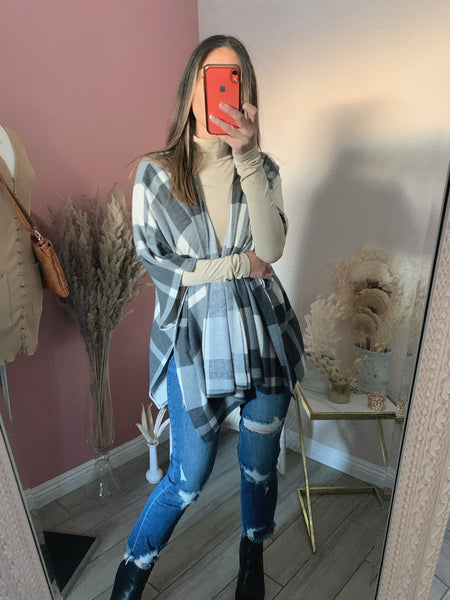 MILAN PONCHO- GREY/WHITE