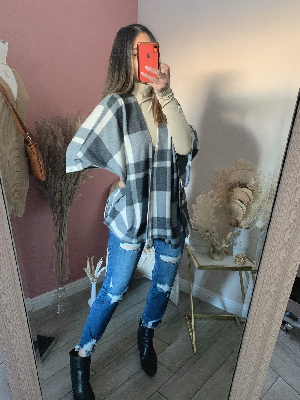 MILAN PONCHO- GREY/WHITE