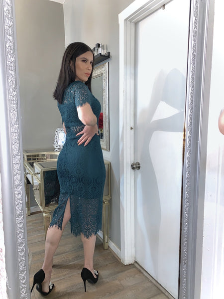 'LOLITA' Emerald Lace Midi