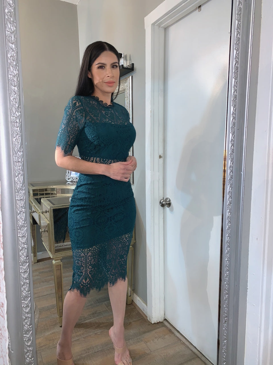 'LOLITA' Emerald Lace Midi