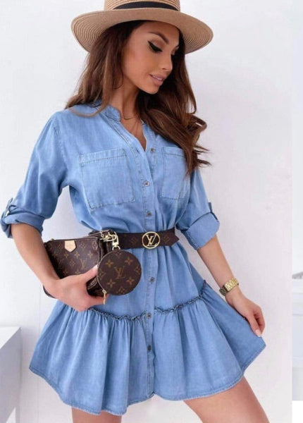 ANGELA  RUFFLE HEM DRESS