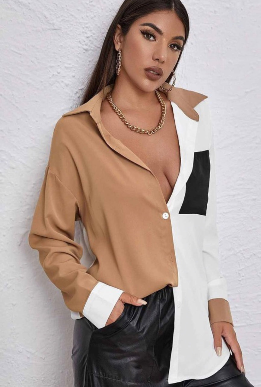 LESLIE COLLARED TOP