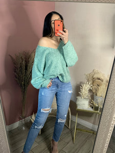 MINDY KNIT SWEATER TOP- MINT