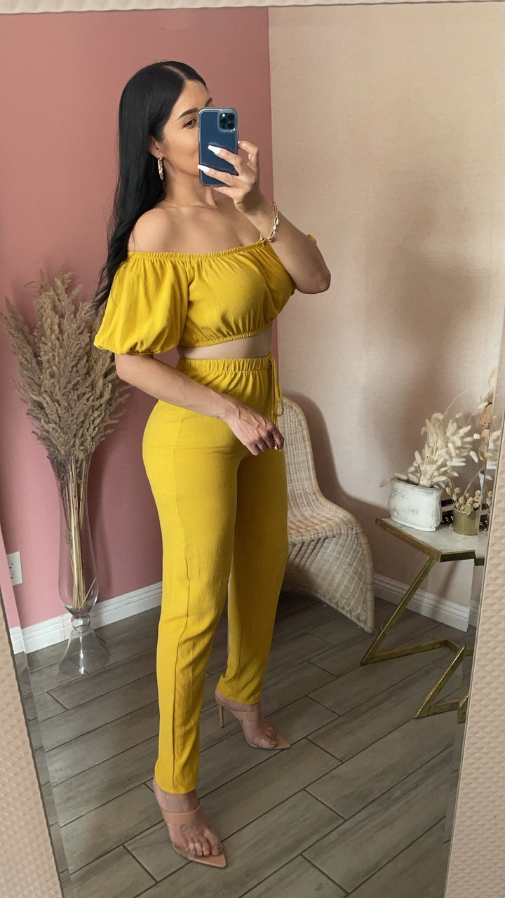JAZMINE LINEN SET (CANARY)