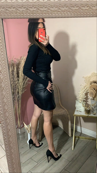 VIVIENNE VEGAN SKIRT- BLACK
