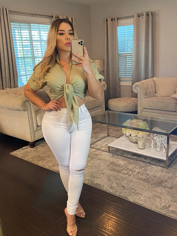 KIM FRONT TIE- OLIVE