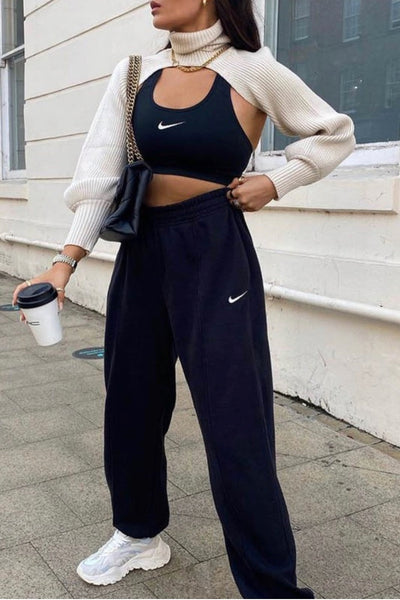 ALLI TURTLENECK SHRUG- BEIGE