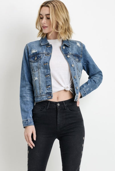 AVERY Tapered Cropped Denim Jacket