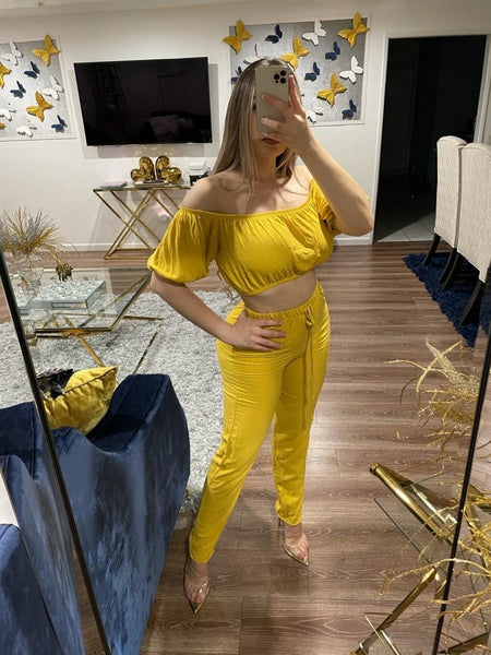JAZMINE LINEN SET (CANARY)