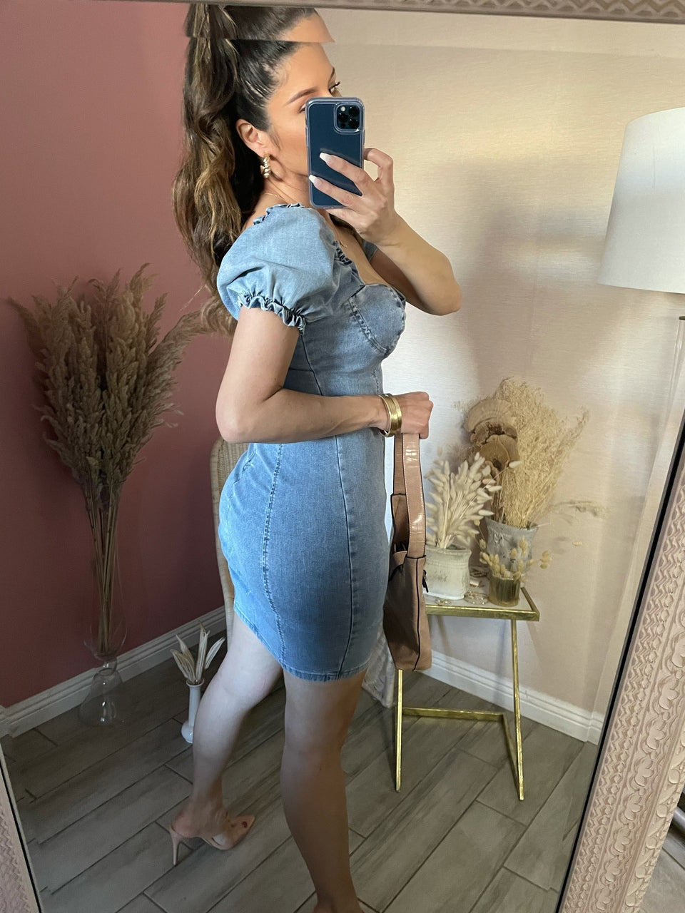 denim mirror dress mirror-detail denim dress
