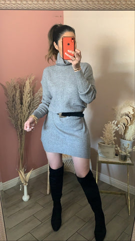 TIFF SWEATER DRESS- GRAY