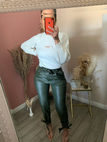 CAMILLE SWEATER TOP- WHITE