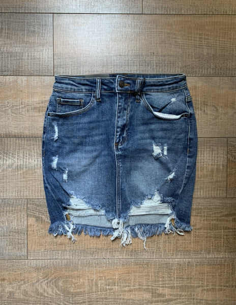 ASH DISTRESSED DENIM SKIRT
