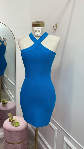 BREE HALTER KNIT- Aqua