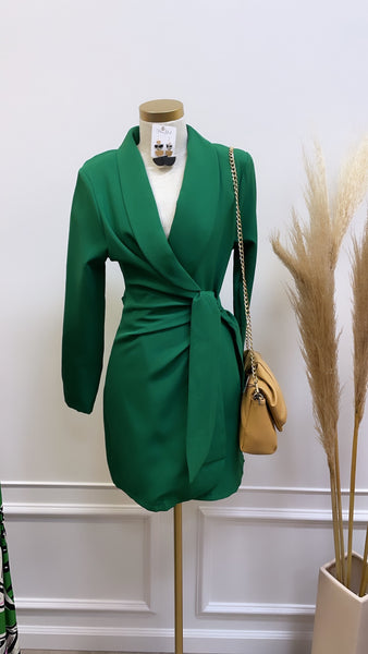 PAULINA BLAZER DRESS- GREEN – Mrs. Blush