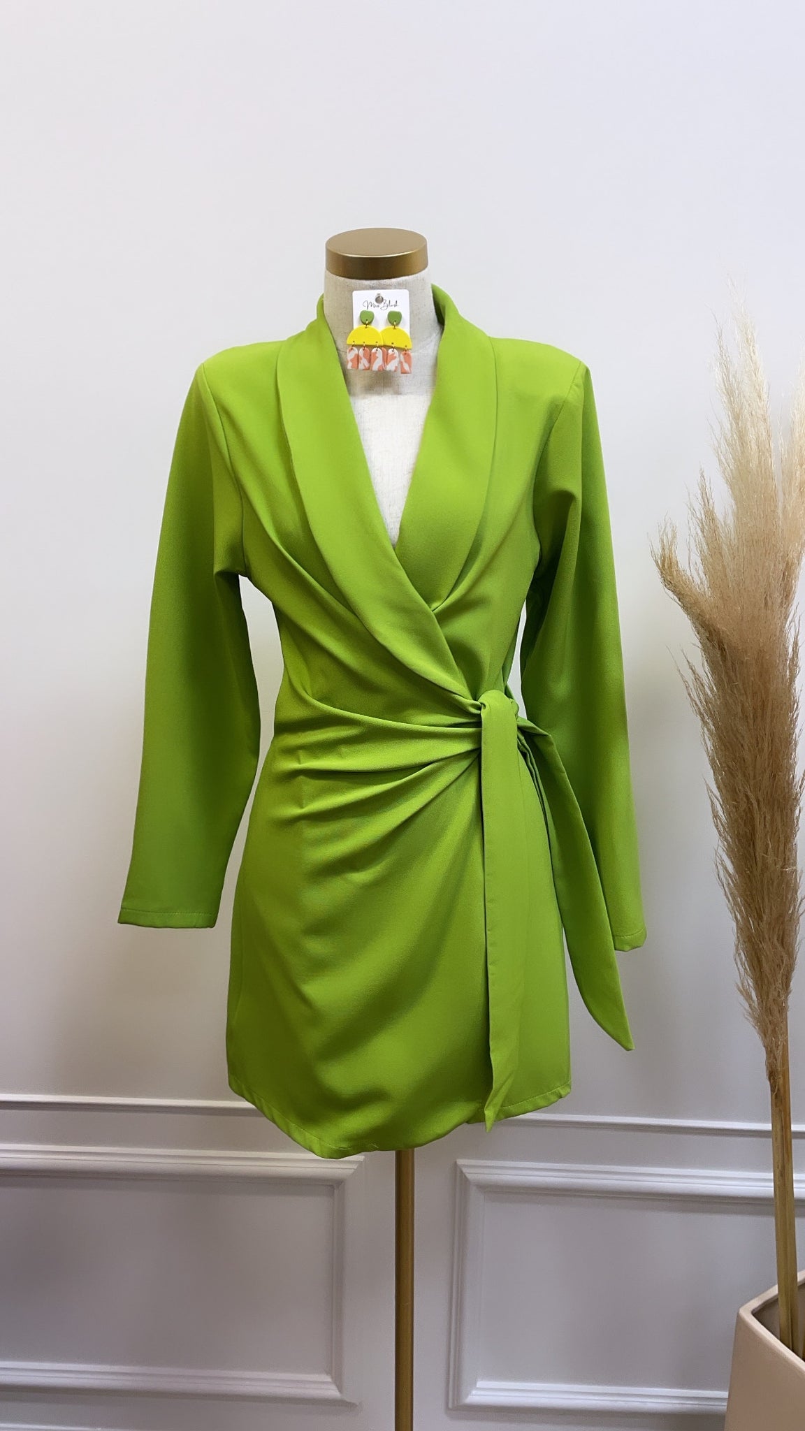 PAULINA BLAZER DRESS- LIME