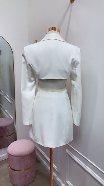 GIA BLAZER DRESS- WHITE