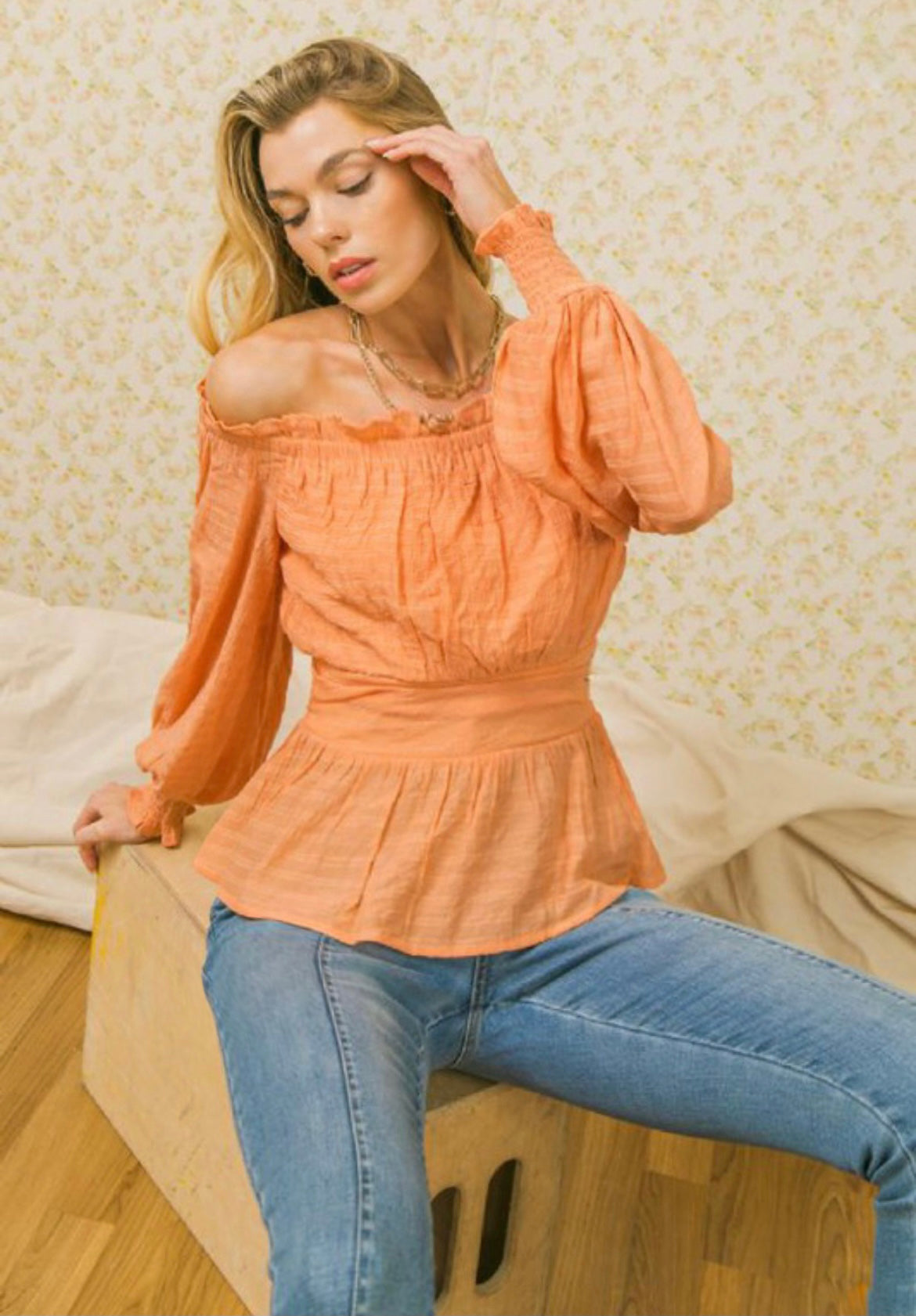 KATIE PEPLUM- PAPAYA