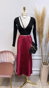 KIM MIDI SKIRT- MERLOT