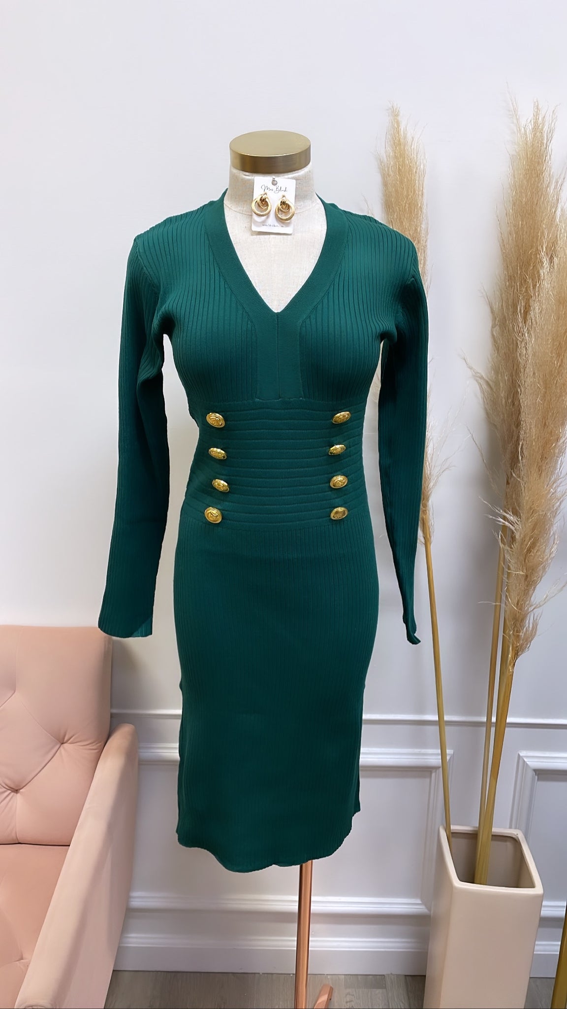 MONIQUE KNIT DRESS- FOREST